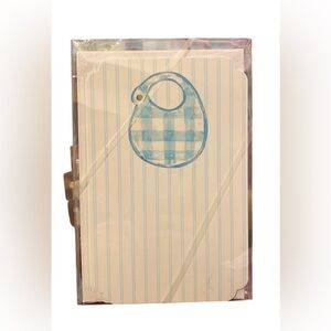 Rosanne Beck- Blue Checkered Baby Bib Invitations- Set of 10